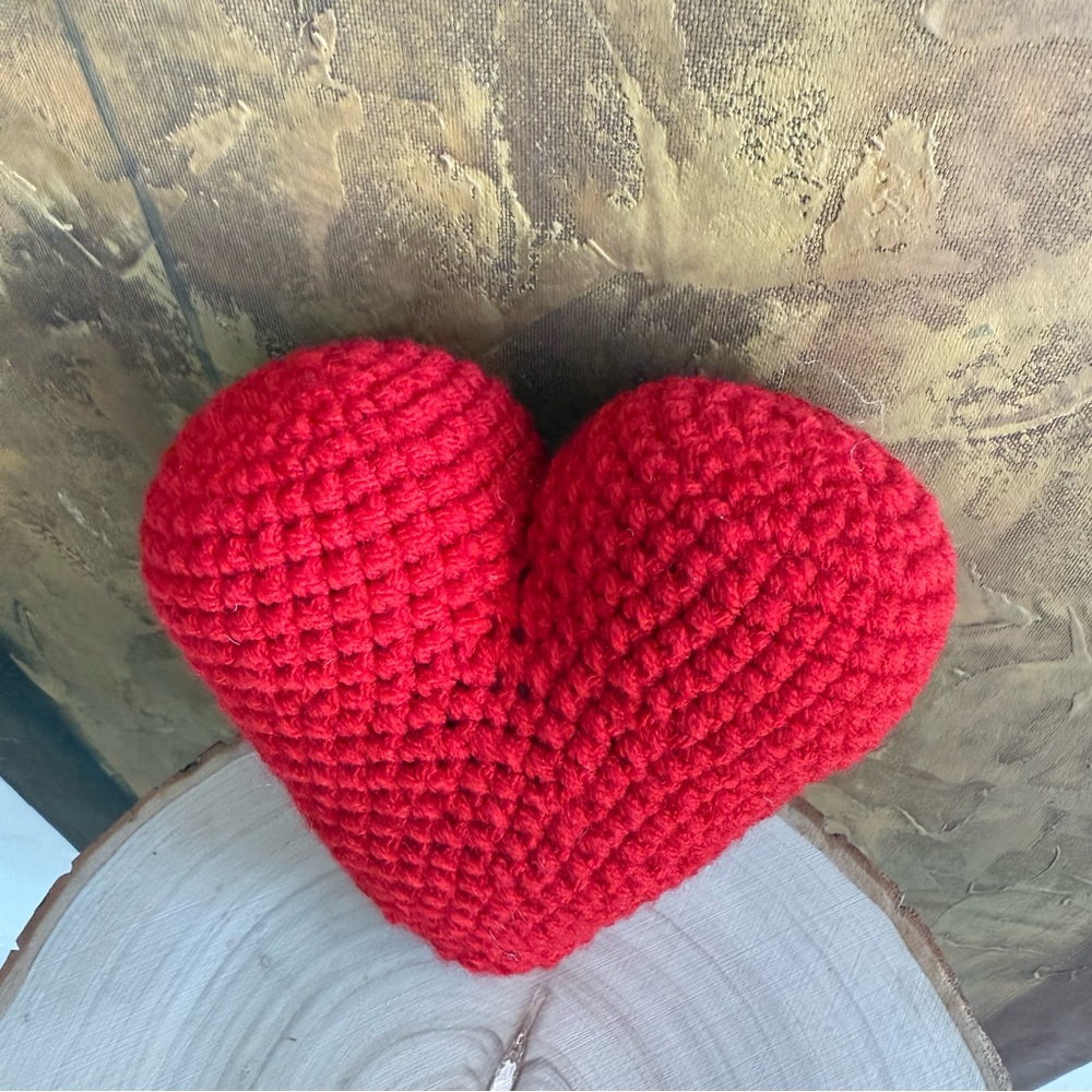 Handmade Crochet Heart Plush | Valentine’s Day Decor | Amigurumi Heart Gift - Picture 4 of 7